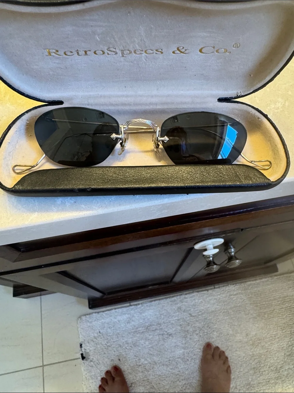 Men’s Rimless Sunglasses - Black Lenses